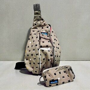Kavu Patterned Tan Sling Backpack with Pouch
